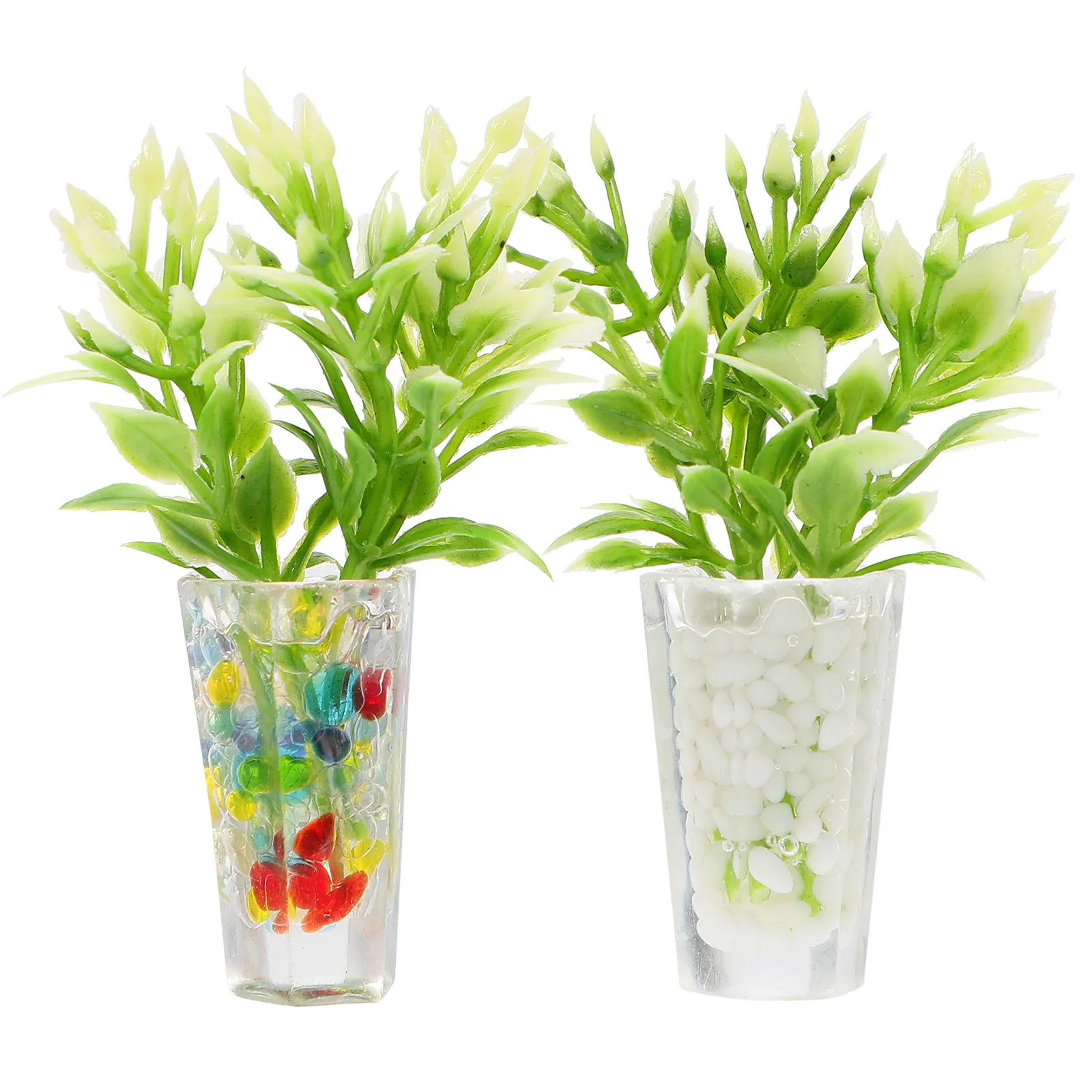

2Pcs Tiny Realistic Mini Plants 1:12 Scale Resin Miniature Potted Flowers for Mini House Decoration Party Favors Table