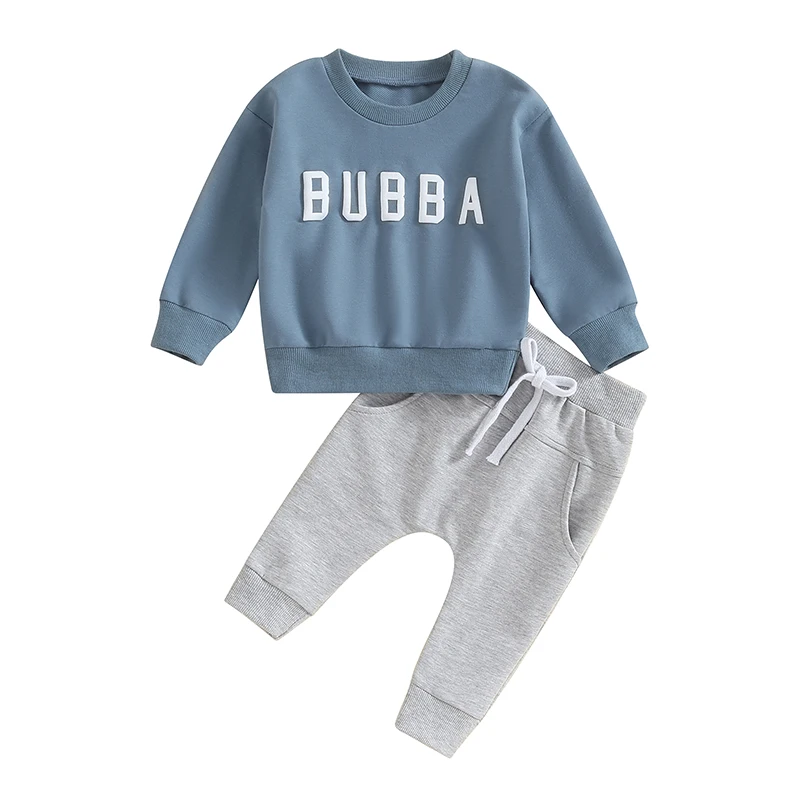 Toddler Baby Boy Fall Winter Outfit Long Sleeve Letter Pullover Sweatshirt Casual Jogger Pants 2Pcs Clothes Set