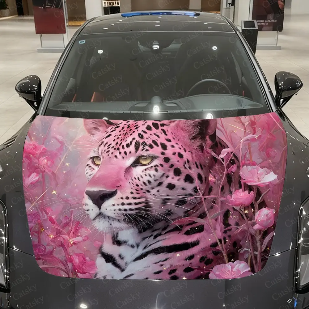 

Pink Leopard Car Hood Stickers, Eye-catching Patterns, Multi-purpose Stickers, Gifts For Friends, Christmas Decoration Stickers
