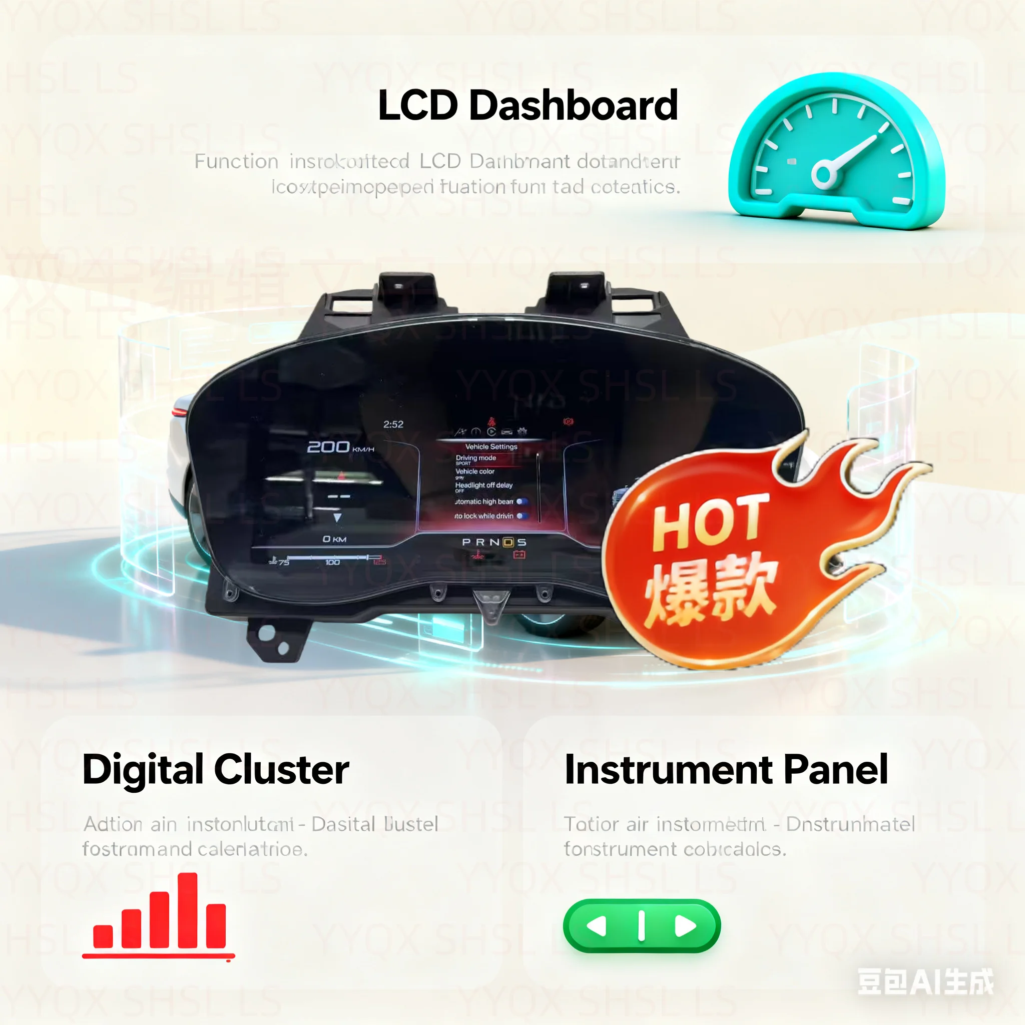 12.3’’ digital instrument cluster for Ford Explorer 2011- 2018 dashboard speedometer gauge, Wireless Carplay, tire pressure