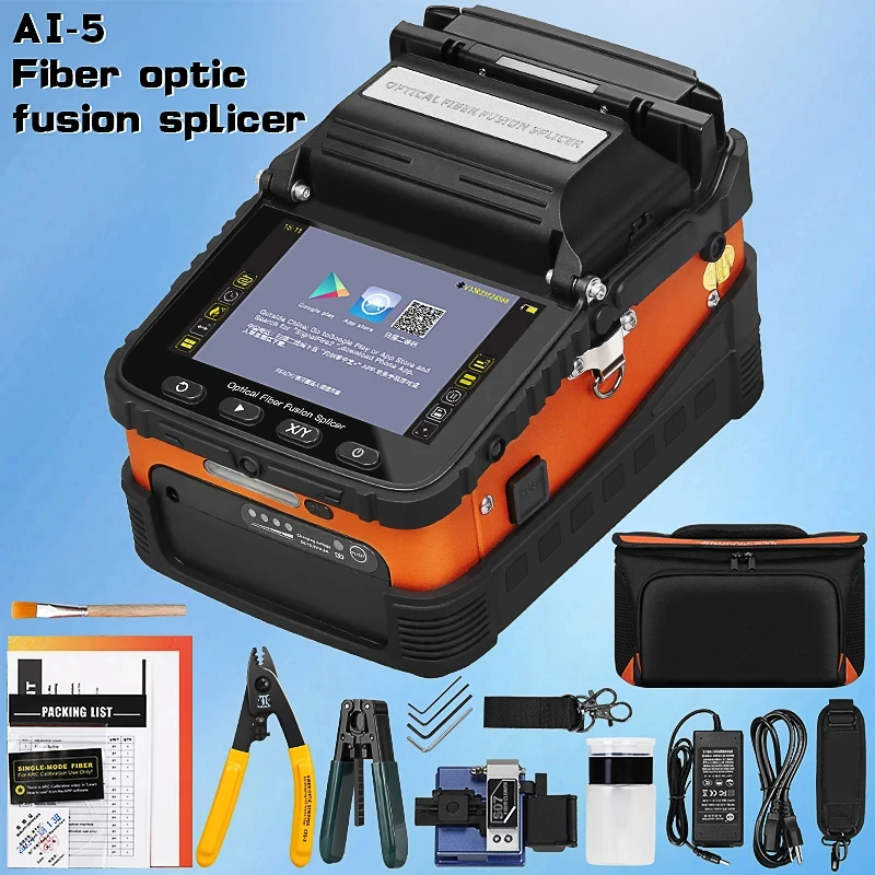 AI-5 Fiber Optic Fusion Splicer Three In One Fixture Optical Fiber Welding Machine With Fiber Cleaver/Fiber Stripper/Tool kit