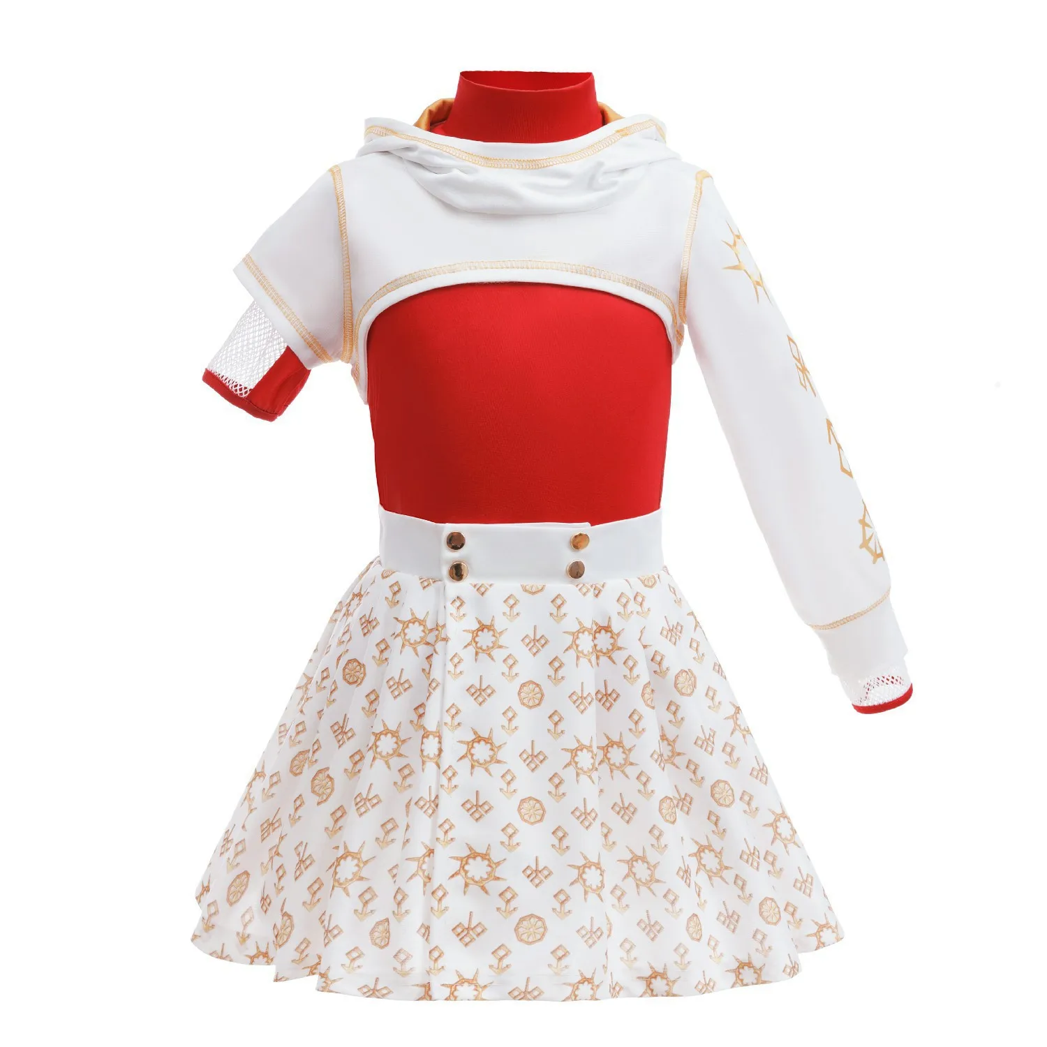 Kids Campus of Zombies Cosplay 3Pcs Costume Set Hooded Outerwear Red Top Printed Skirt Girl Hallowee Role Play Nova Fancy Dress