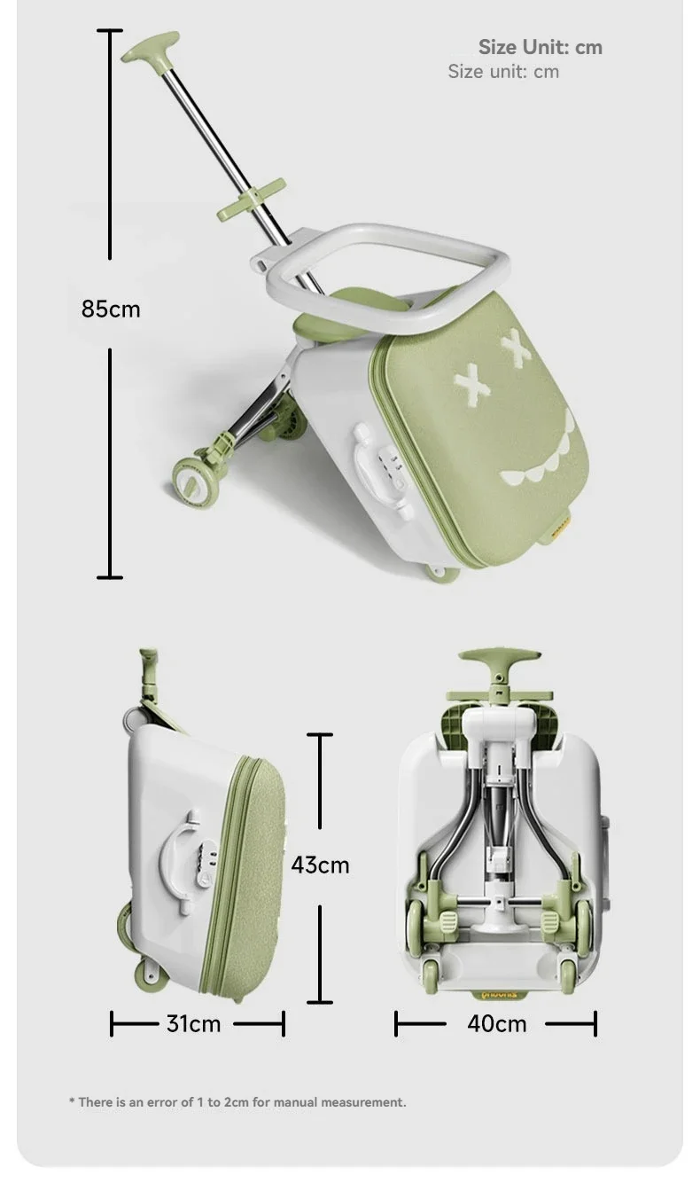 Reise-Trolley-Koffer für Kinder, montierbar auf dem Flugzeug mit drehbaren Rädern, Gepäckfahrt und Spaziergang, der zusammenklappbare Kinderwagen des Babys Koffers – Detail 3