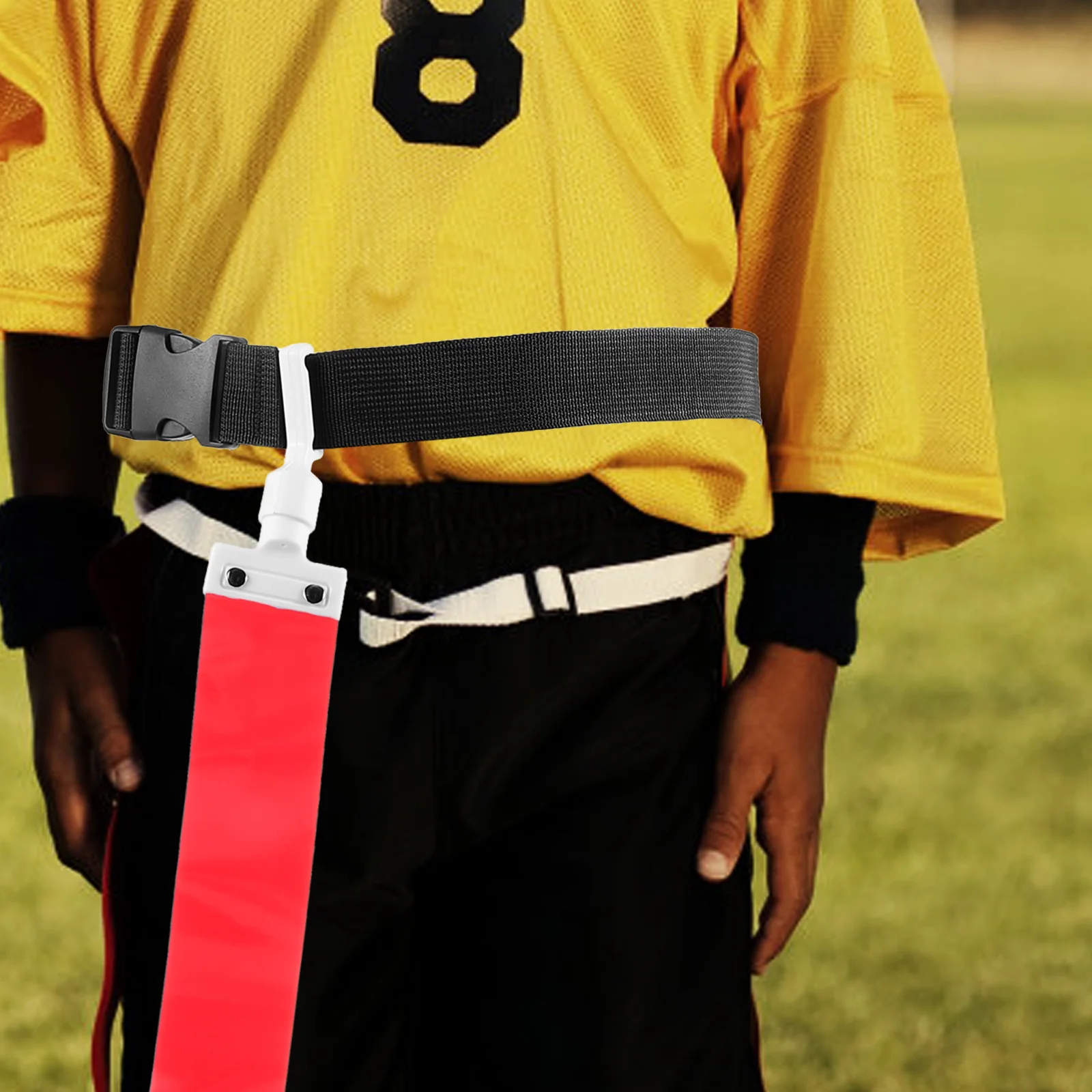 1 個アメリカンフットボールベルト旗ゲームリボンアクセサリー青少年専門トレーニング (ブルーエアバックルウエスト) フラグラグビー供給