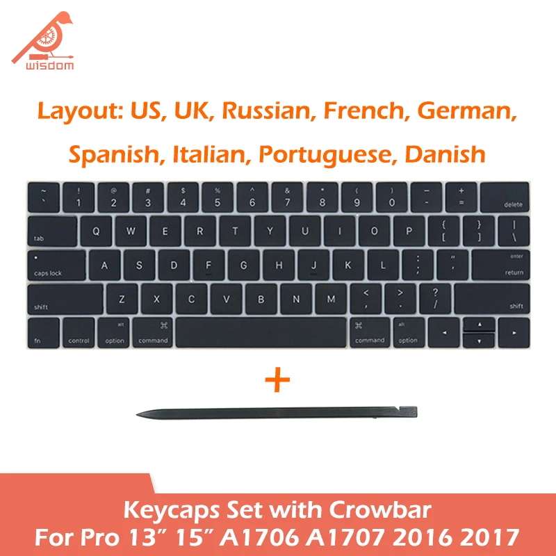 Laptop US UK RU FR GER SP JP A1706 A1707 Keycaps Keys For Macbook Pro Retina 13