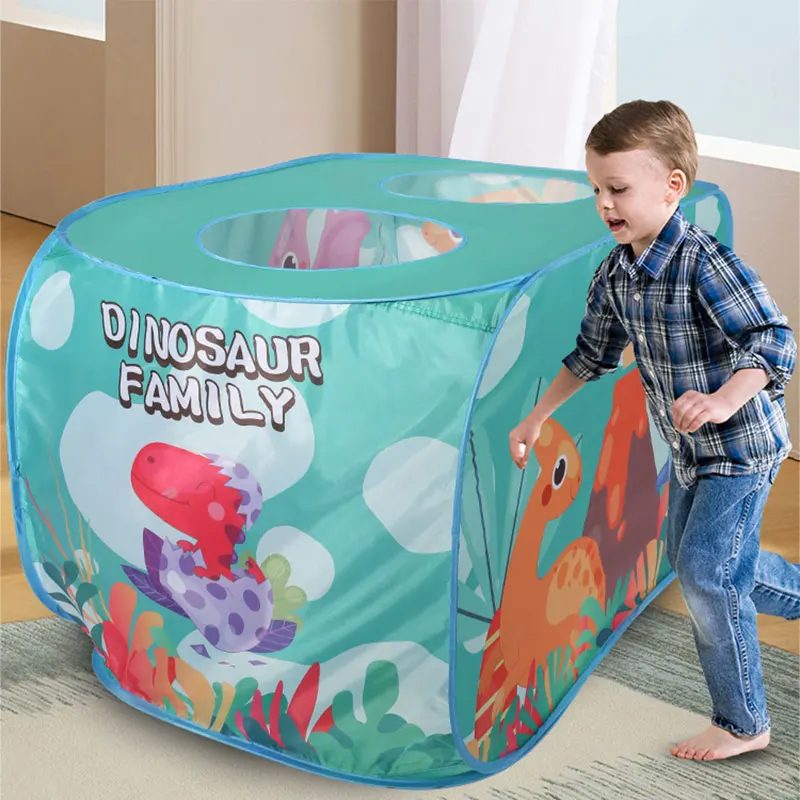 

Green Dinosaur Themed Game Tent Playhouse Toy for Kids Children Indoor Outdoor Foldable Pop-up 3 Opening 2-3 Person