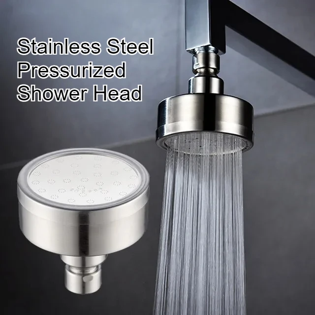 Cabezal de ducha de ahorro de agua presurizado cepillado de acero inoxidable 304, rociador superior pequeño, cabezal de ducha de baño, desmontable y lavable