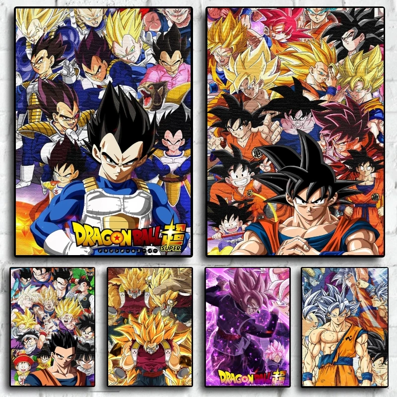 

Classic Canvas Painting Dragon Ball Goku Vegeta High Quality Poster Prints Comics Pictures Classic Wall Decoration Holiday Gift