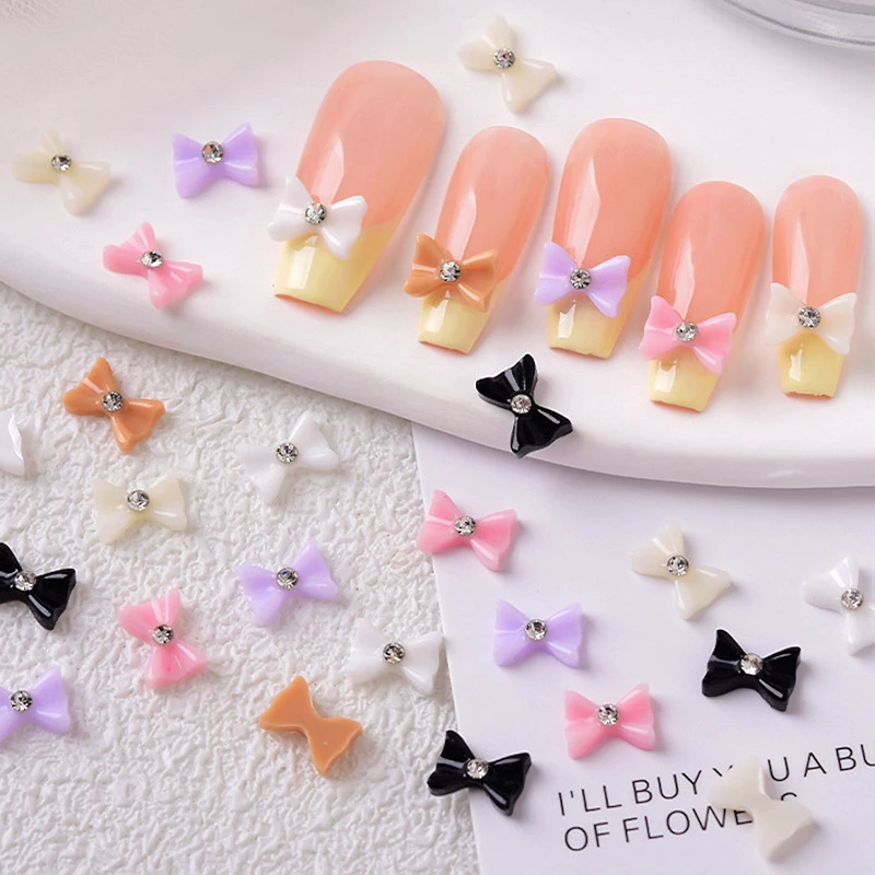 

30PCS Sample Design 3D Acrylic Nail Art Bow Tie Charms Kawaii Accessories For Manicure Decor Nail Decoration Supplies Material