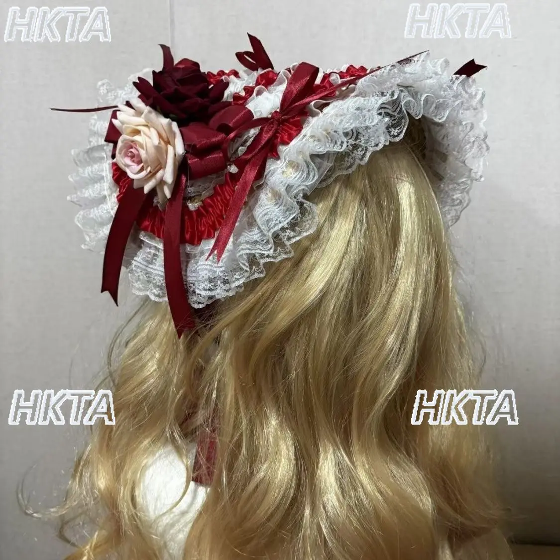 

Sweet Elegant Lace Splicing Bow Lace Up Bnt Hat Hair Clip Cute Striped Flowers Lolita Hats Headwear Apparel Accessories Women