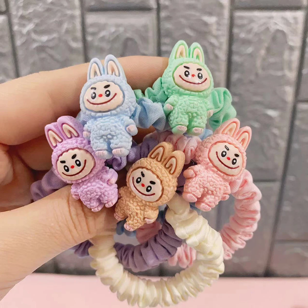 

5Pcs Cartoon Labubu Hair Ropes Hots Anime Labubu Women Elastic Hair Circle Hair Accessories Ponytail Kawaii Girls Holiday Gifts