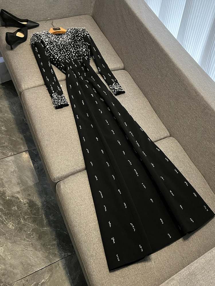 

Новое вечернее платье Dr Ele 2025 года из серии Celebri, расшитое тяжелыми стразами, с длинными бриллиантовыми вставками, китайская мода для женщин