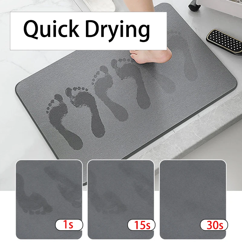 Stone Bath Mat Super Absorbent Bathroom Floor Mat Diatomaceous Earth Bath Rug Anti Slip Foot Carpet Stone Diatomite Mats 39x60CM