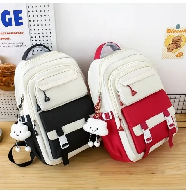 2025 Waterproof Children's Schoolbag Set for Junior and High School Students Double Oulder Bag with Five Pieces Commuter Bookbag