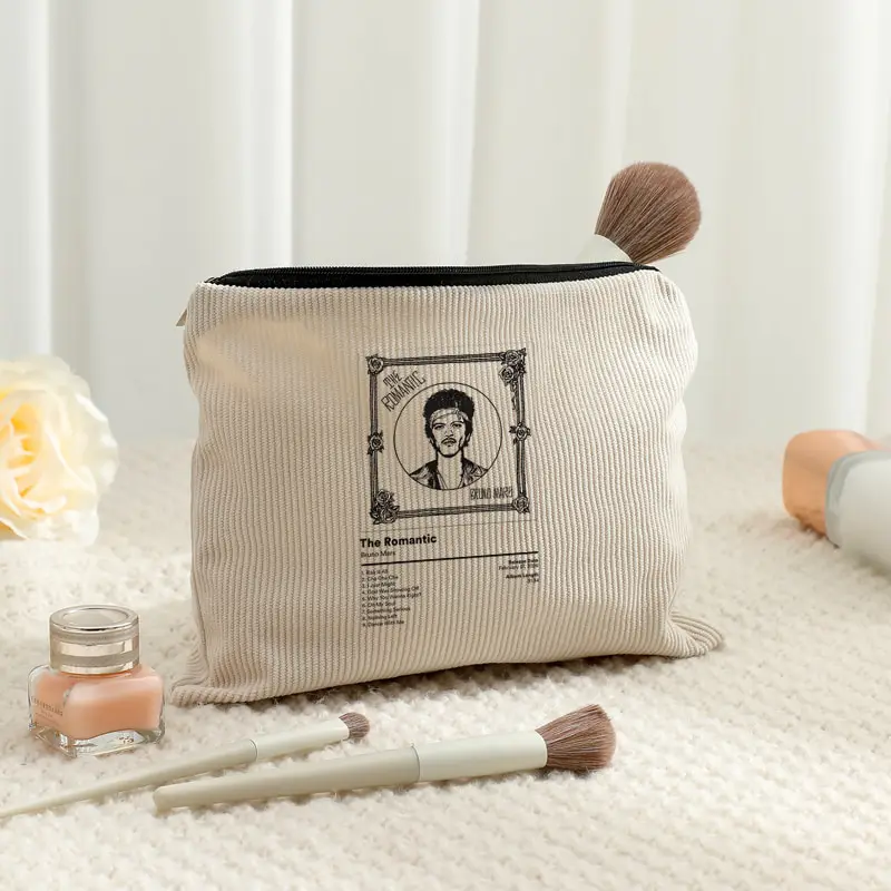 Bruno Mars World Tour 2026 Corduroy Makeup Bag Multifunctional Zipper Pouch Men Women Perfect Travel Zipper Storage Bag Fan Gift