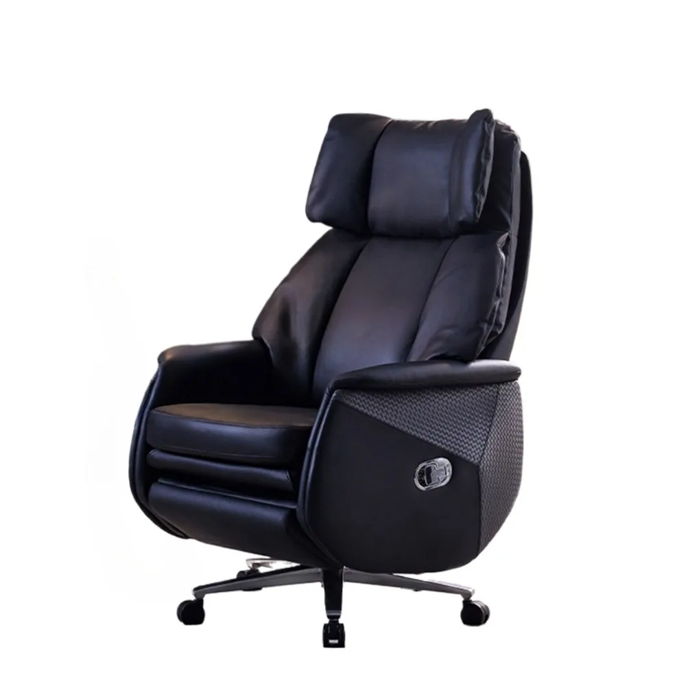 

1 Electric cowhide boss chair can lie down for lunch office business leather office chair is comfortable and sedentary