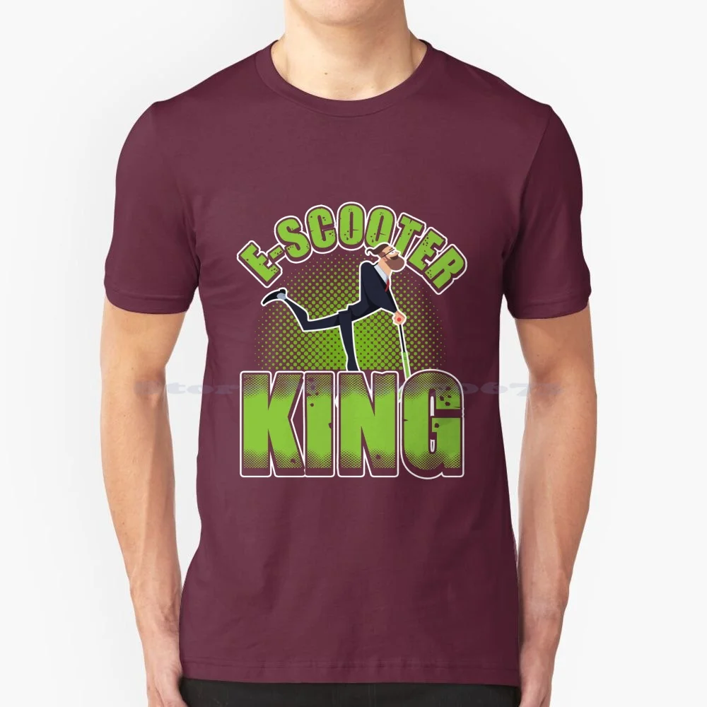 E-Scooter King T Shirt 100% Cotton Tee Electric E Scooter Scooter Trick Stunts Kick Scooter Lover Scooting Sayings Funny