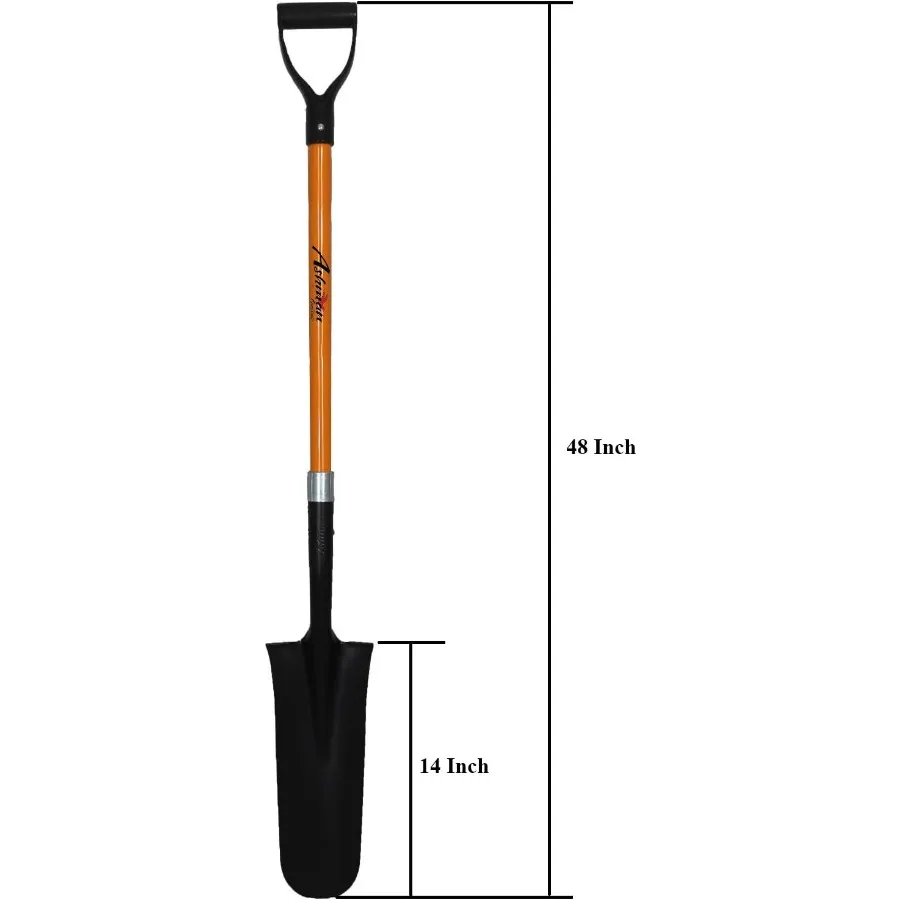 مجرفة Ashman Drain Spade 2 Pack 48 بوصة بمقبض طويل مع مقبض D ومقبض متين مع شفرة معدنية سميكة Multipu