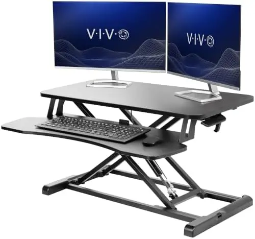 32 inch Desk Converter, K Series, Height Adjustable Sit to Stand Riser, Dual Monitor and Laptop Workstation with Wide
