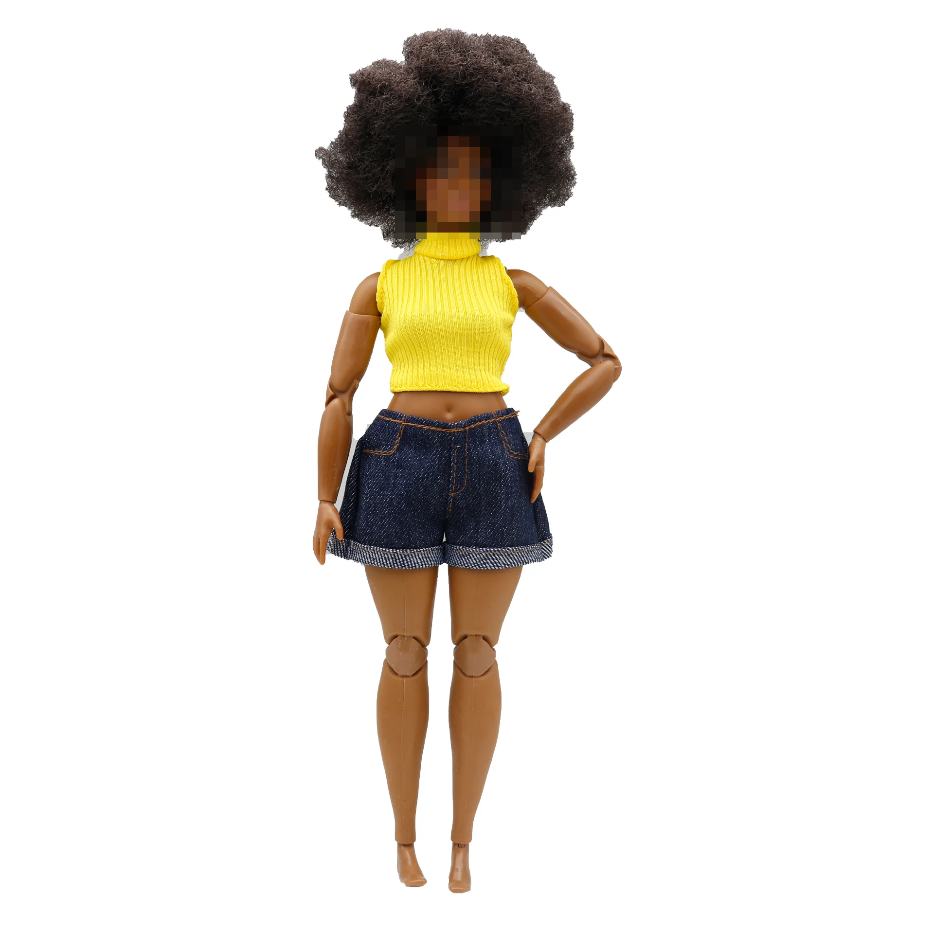 Conjunto de chaleco de cuello alto a rayas para muñeca, pantalones cortos vaqueros de 30cm, ropa de uso diario para Barbies con curvas, accesorios para muñecas, 1/6