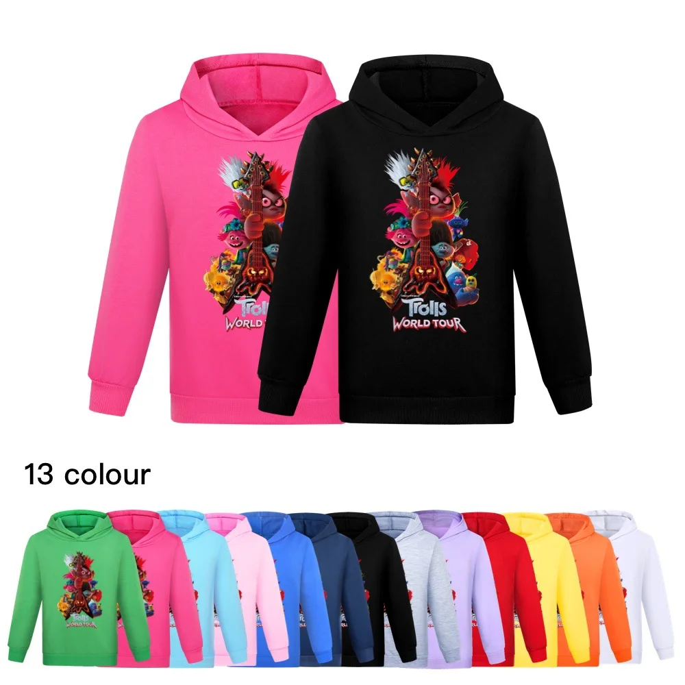 New TROLLS' WORLD TOUR Hoodie Kids Sweatshirts Boys Hoodies Youth Boys Hooded Pullover Basic Coat Sweat Girls Streetwear609