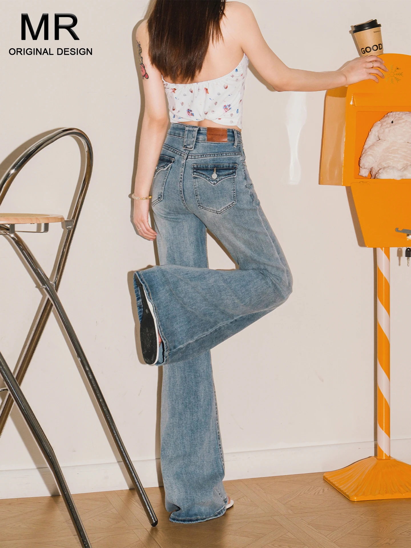 

American Style High Waist Bell Bottom Jeans Women's Summer Slimming Loose Fit Casual Denim Pants Bell Shape Trousers