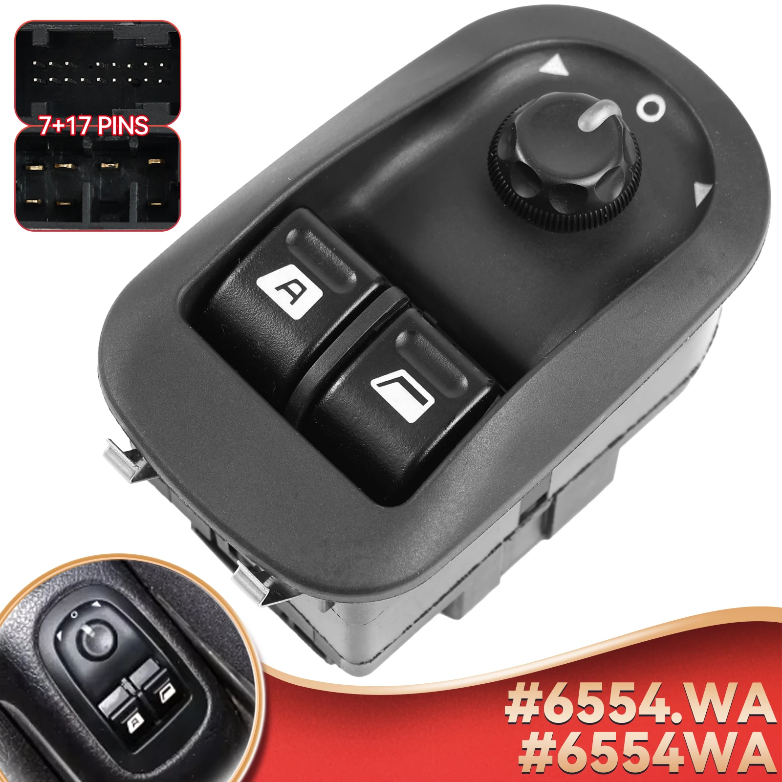 6554.WA For Peugeot 206 207 306 Citroen C2 Jumpy Fiat Scudo Exper Electric Window Mirror Control Switch 6554WA Car Accessories