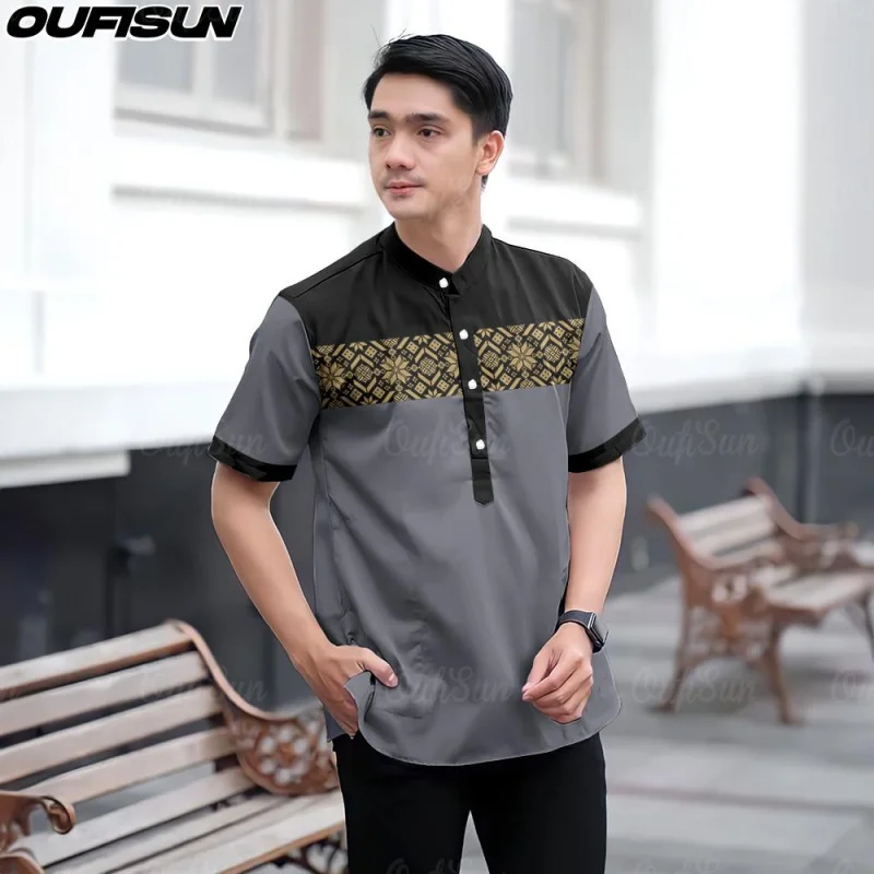 Malaysian Cocoa Shirt Modern Style Men Batik Short Sleeve Shirt Eid Shirt 2025 Kurta Shirt Made Quality Fabric Top KOKO MEN