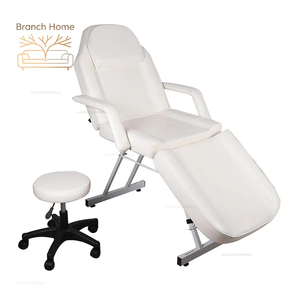 3-Section Adjustable Spa Massage Table Tattoo Chair Facial Bed with Stool Removable Headrest 73in Salon Beauty Equipment, Custom