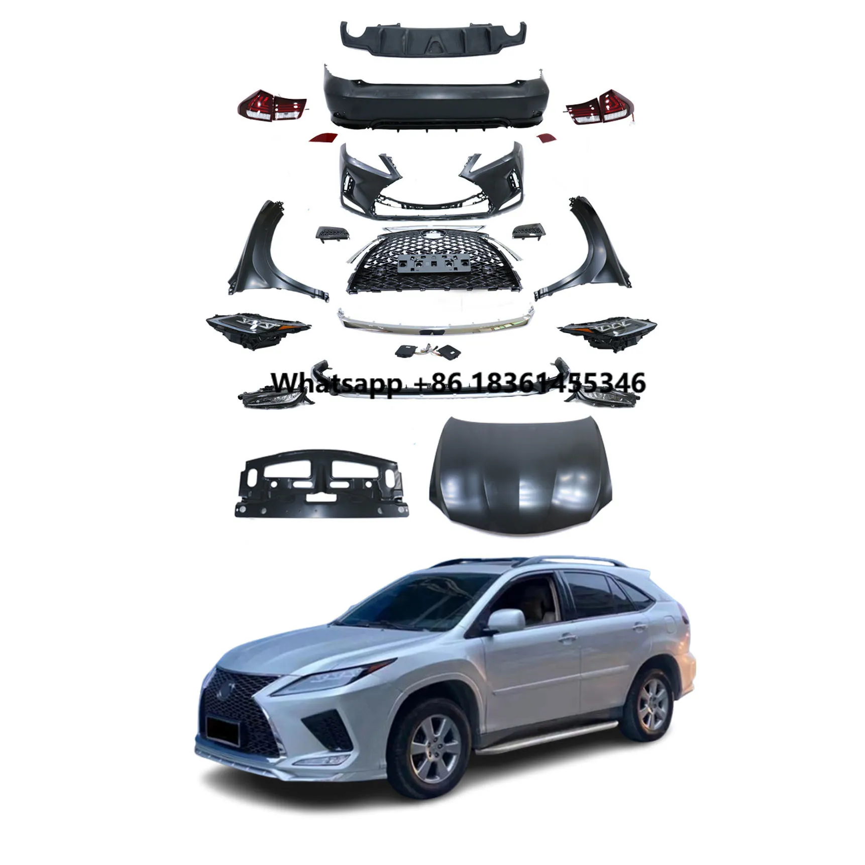 For  RX350 Front & Rear Bumpers Engine Hood YIKU 06-08 for RX330 High Quality Body Kit Upgrade Perfect Fit 2020