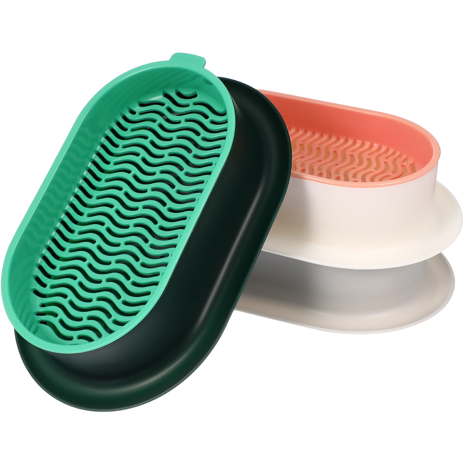 3pcs Cat Grass Pot Set Soilless Hydroponic Box Practical Home Use Large Capacity Water Storage Durable Plastic Planter