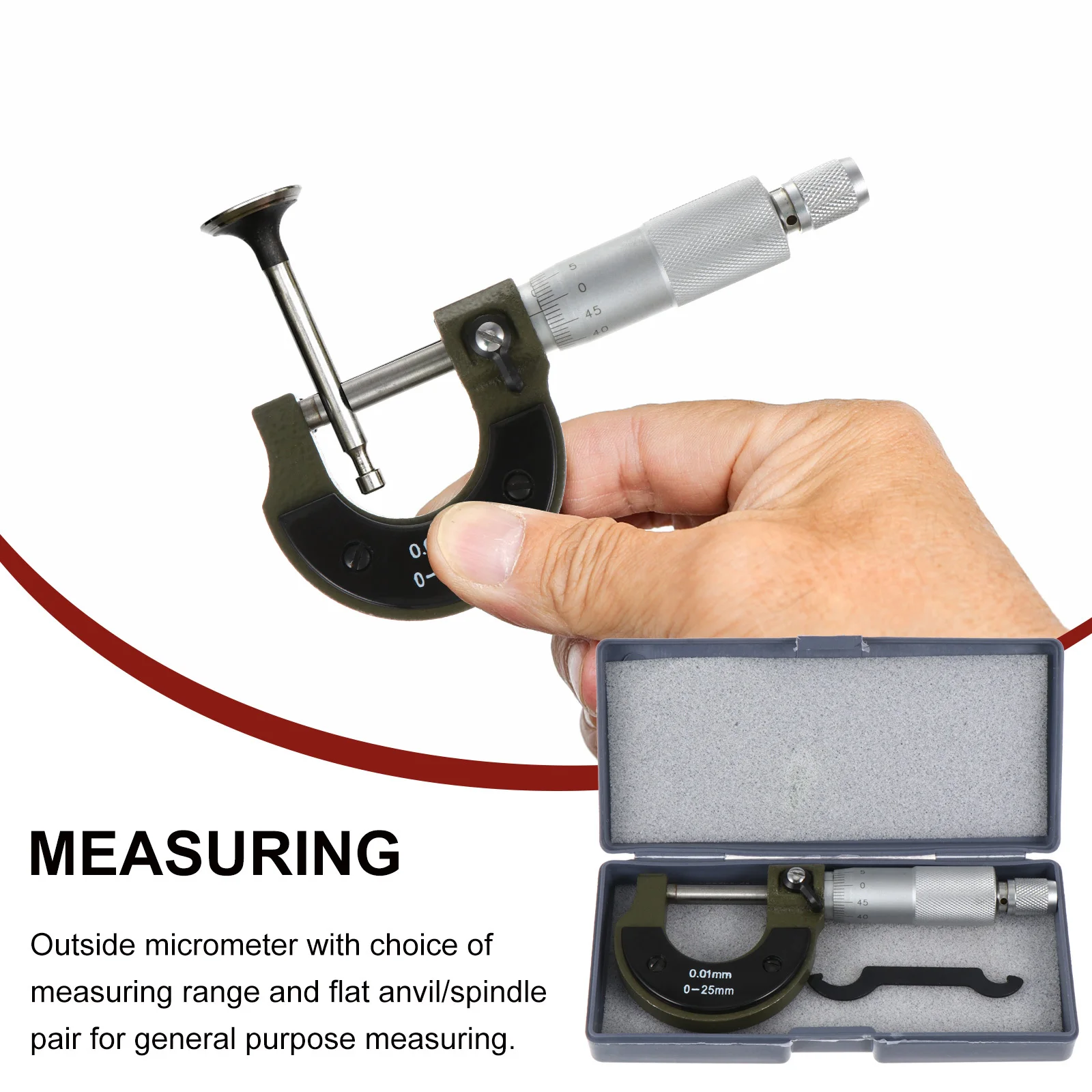 1 шт. метрический внешний микрометр прецизионный измерительный инструмент 0-25 мм из углеродистой стали толщиномер штангенциркуль винт измерительный инструмент