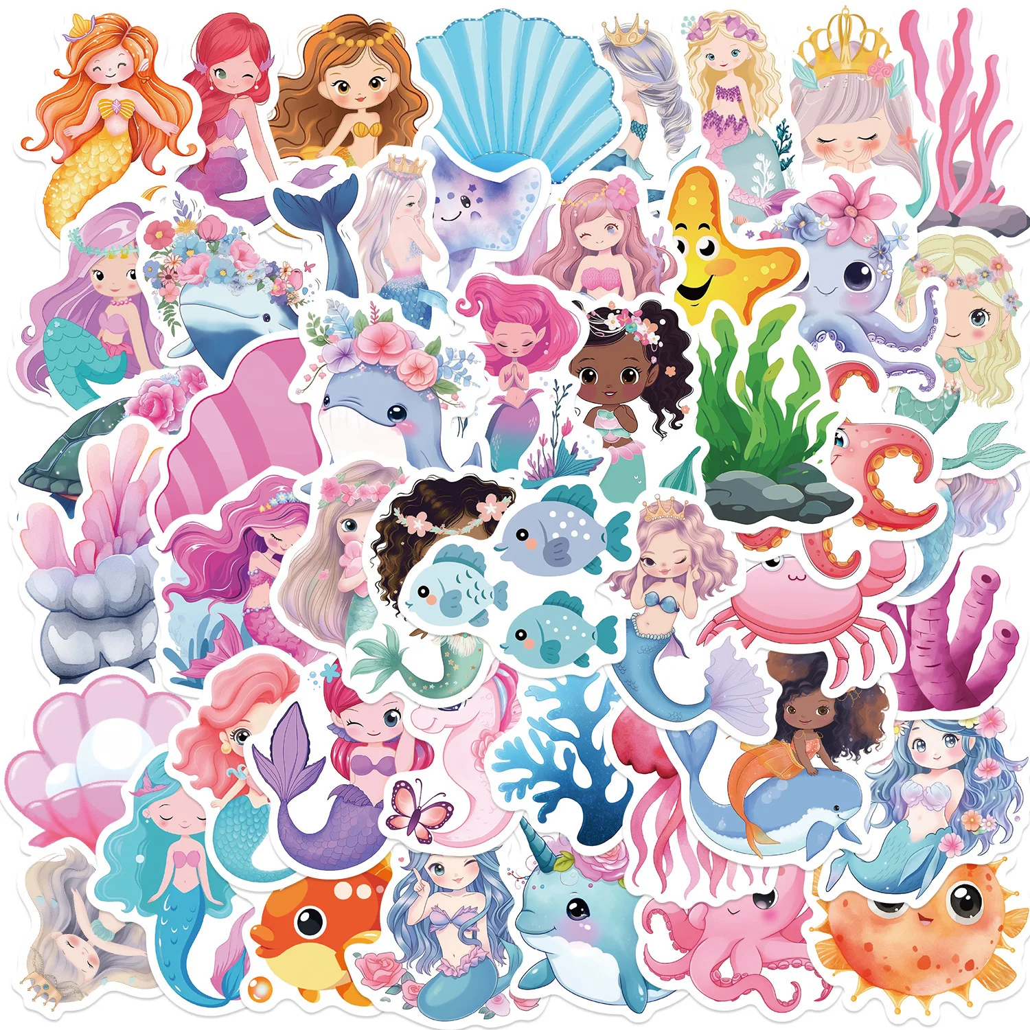 50Pc Mermaid Graffiti Sticker Cute Stickers Party Decoration Bicycle Cup Helmet Flat Cartoon Waterproof Sticker