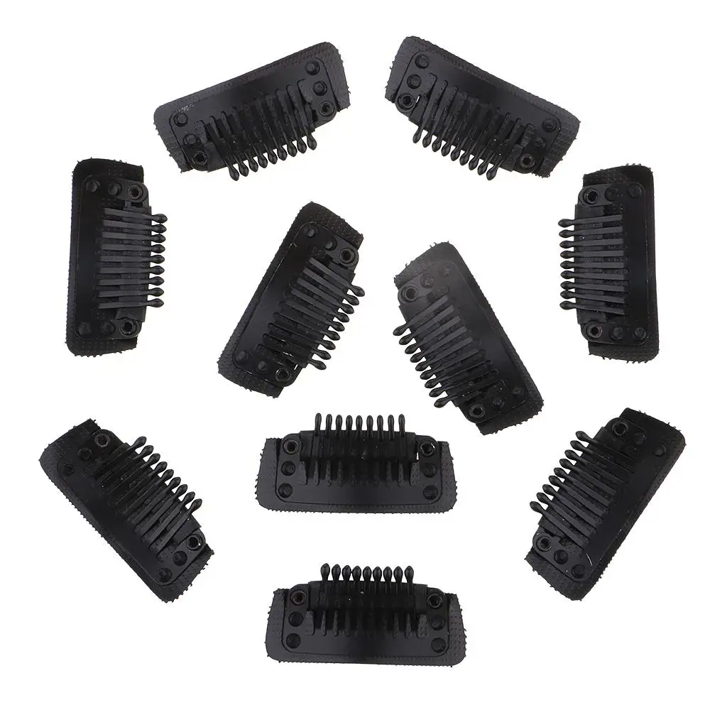 

10 Pieces 9 Snap Comb Wig Hair Extension Clips with Elastic