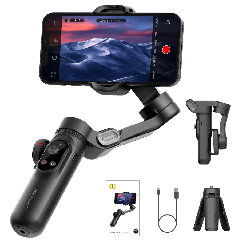 Image of AOCHUAN Smart XPRO 3-Achsen Faltbarer Smartphone-Gimbal-Stabilisator, Magnetisch Austauschbarer Akku, Kabelloses Laden, Teleskop-Anti-Shake-Handgimbal für Vlog-Livestreaming, Reise- und