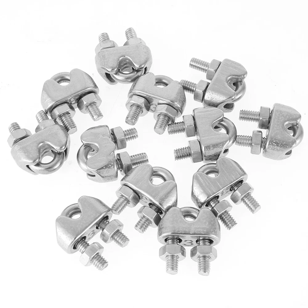 12 Stück U Typ M3 Kabelklemmen 3 mm Drahtseil-Befestigungsclip Schrauben Sattelverschluss Metall Heavy Duty 304 Edelstahl – Detail 6