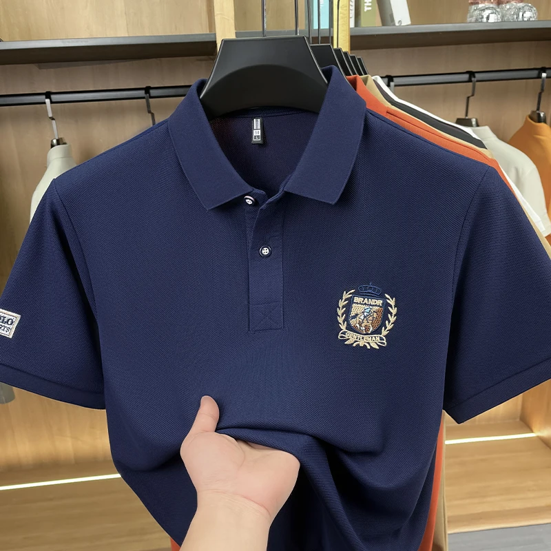 Men's Summer Luxury Short-Sleeved Polo Shirt Exquisite Embroidered Badge Brand T-Shirt Breathable Casual Classic Style Men Wear