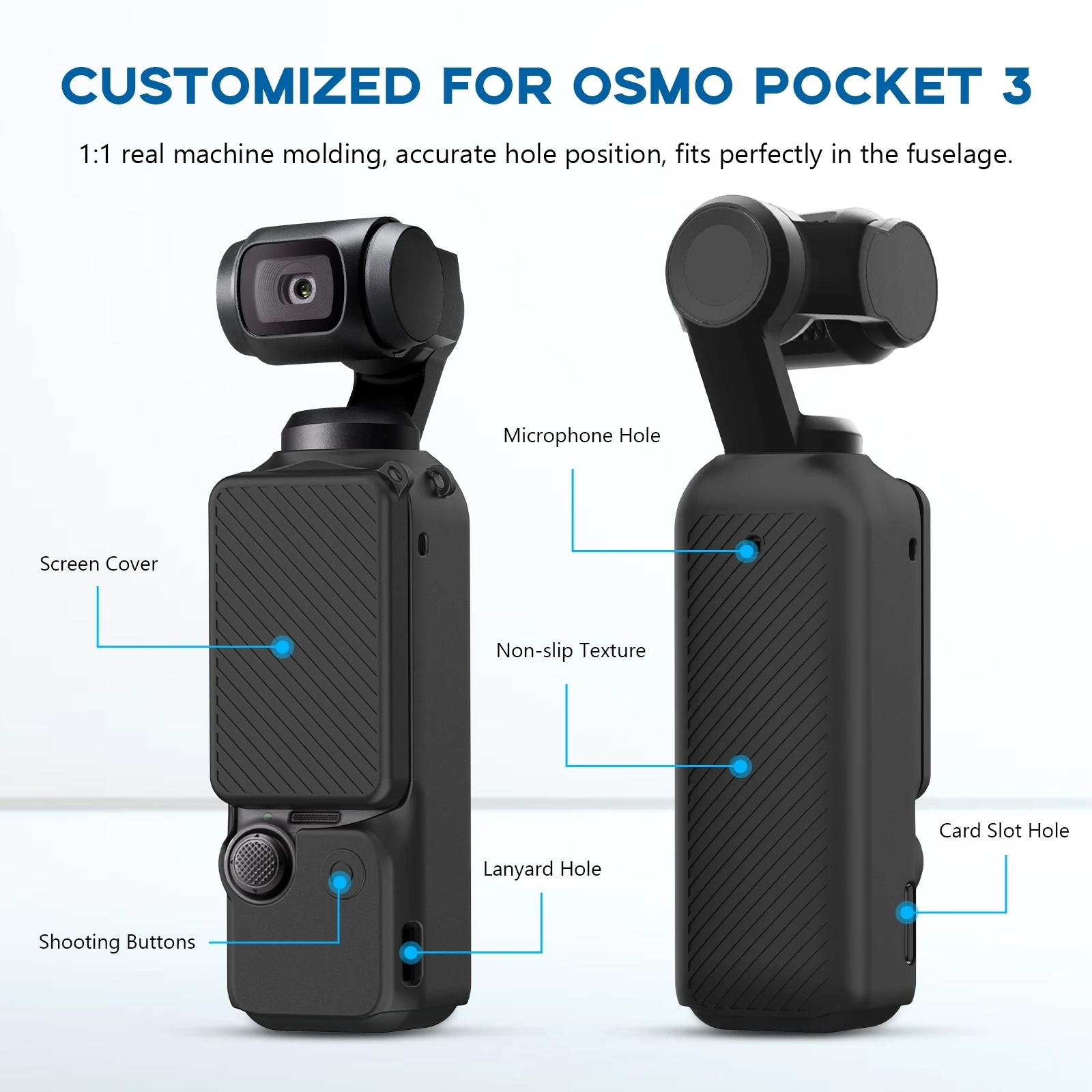 PULUZ 2 in 1 Silicone Case Set  For DJI OSMO Pocket 3 Coverwith Strap Camera Accessories