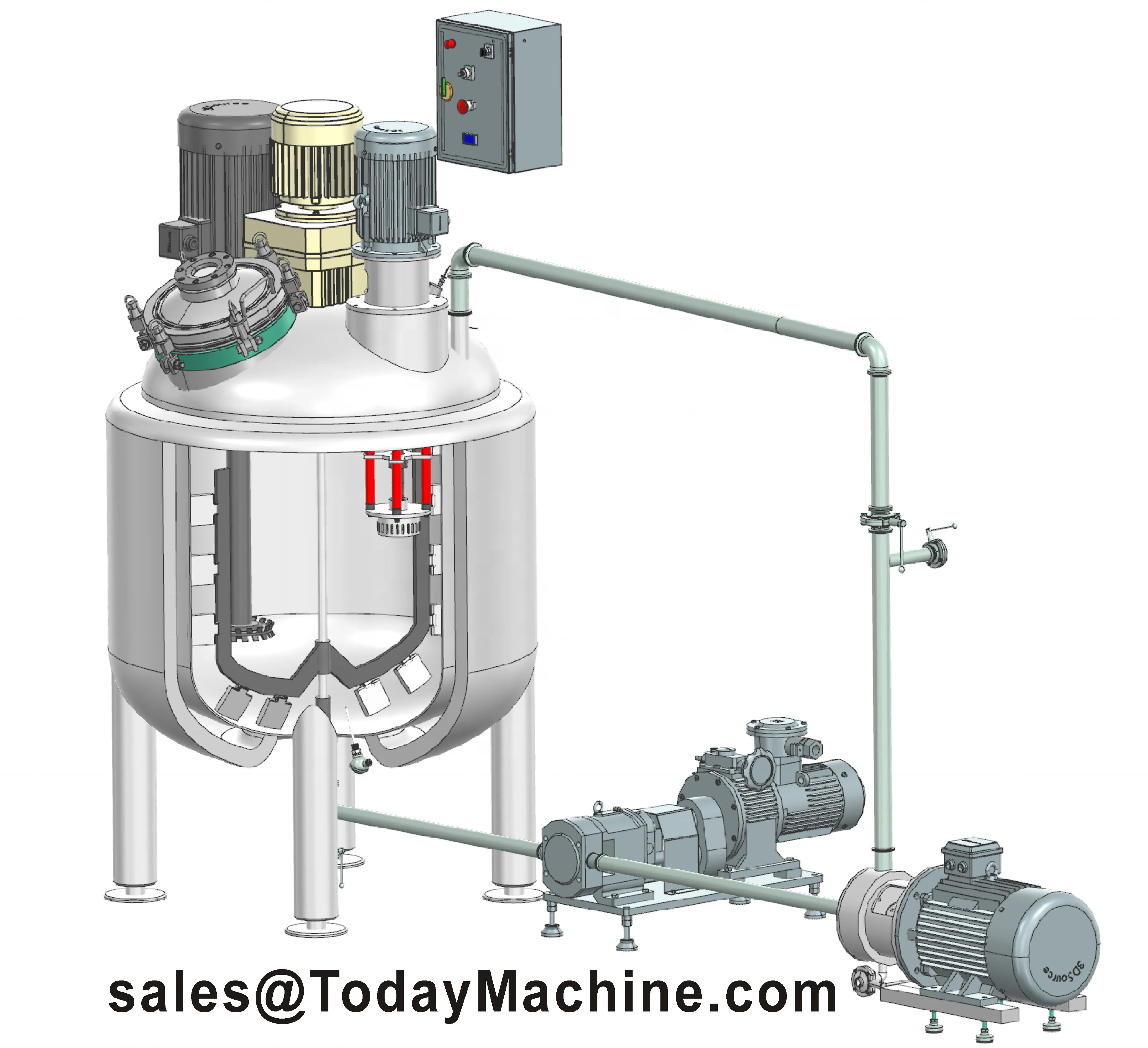 50L Multifunction Mixer Button 316L Stainless Steel Chemical Cosmetic Liquid Mixing Equipment Double Jacketed Mixing Boiler Tank
