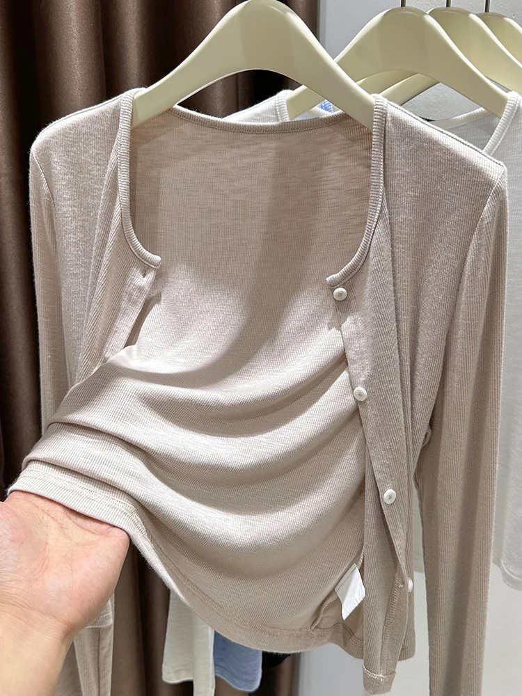 

Ice Silk Cool Feeling Knitted Sun Protection Cardigan Women's Summer Strap Outer Thin oulder awl High-End Breathable Air ...