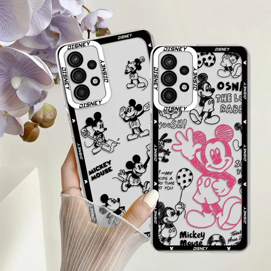 Disney Mickey Mouse Logo Phone Case for Samsung Galaxy A35 A55A53 A54 A73 A34 A33 A25 A24 A13 A14 A15 Soft Transparent Cover