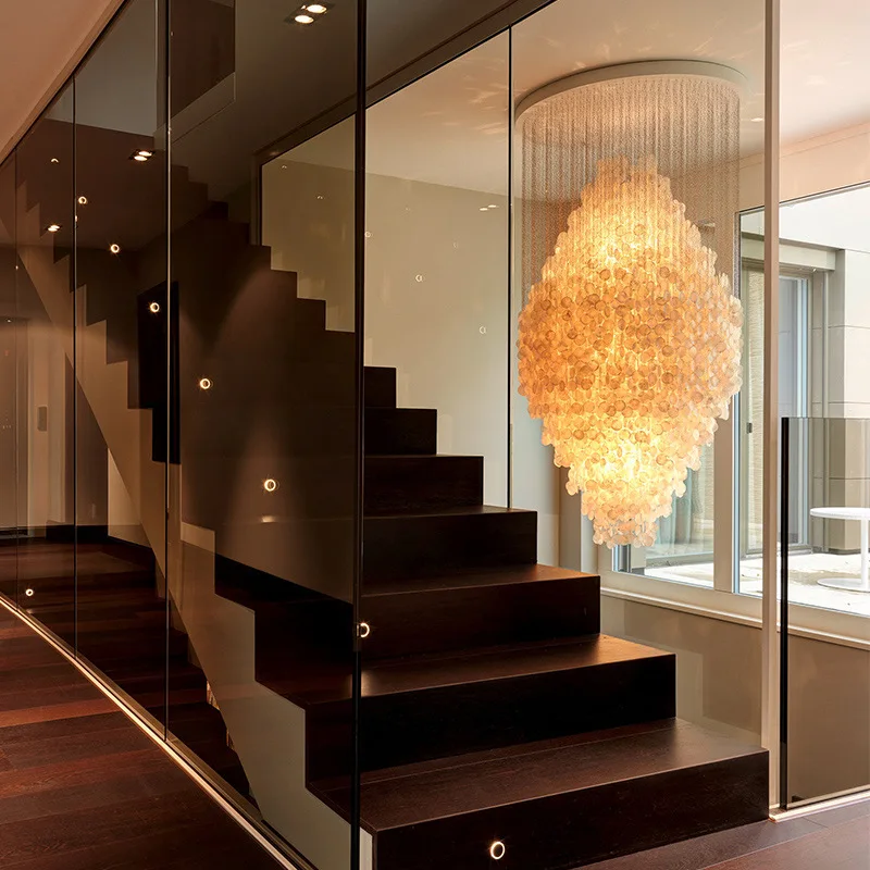 Shell Chandelier Duplex Building Large Villa Hall and Living Room Chandeliers Modern 2023 Hanging Lamps for Ceiling Light Home