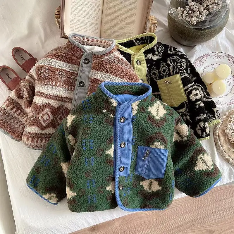 

Stylish Versatile Fleece-Lined Cardigan Jacket For Men And Women's Autumn Winter 2025 New Baby Korean Style Casual Clothes