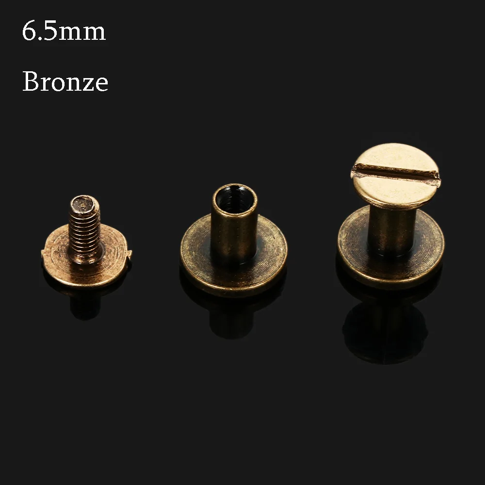 

10 pcs 5/6.5/8mm Bookkeeping Brass Nail Clothes/Bag/Shoes Round Head Screws Solid Nail Bolt Leather Craft Strap Rivets Screw
