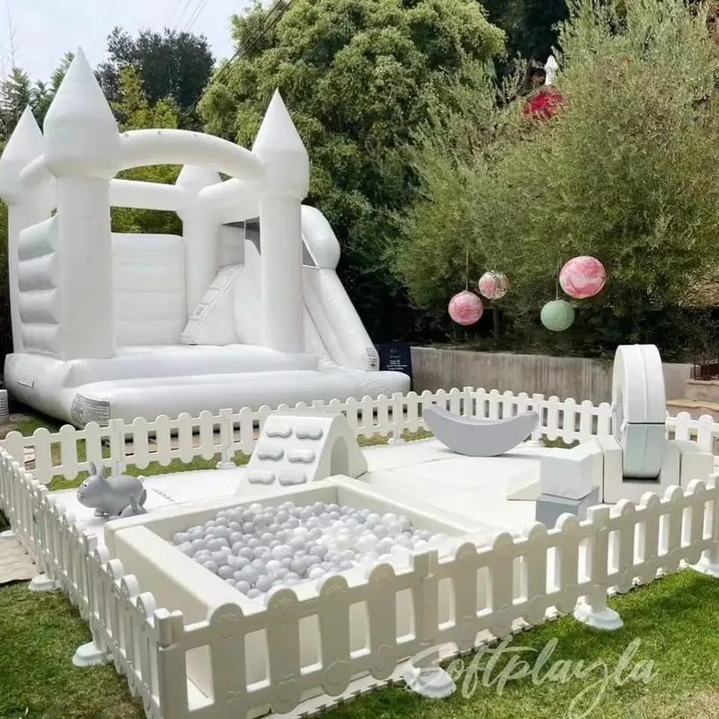 Commercial White Indoor Soft Play Equipment, Toddler Soft Play Set for Playground & Party Event Rental