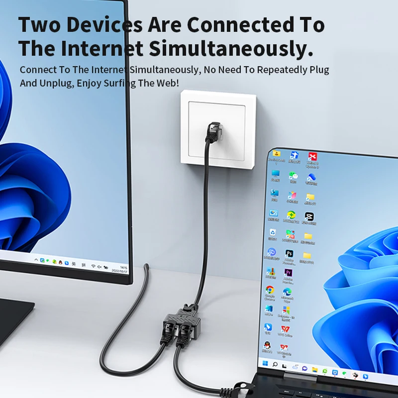 1 إلى 2 محول لفاصل كابل إيثرنت Rj45 8P8C نسخة الكمبيوتر في وقت واحد الوصول إلى الإنترنت IPTV النطاق العريض 3 طريقة Conn موصل #3