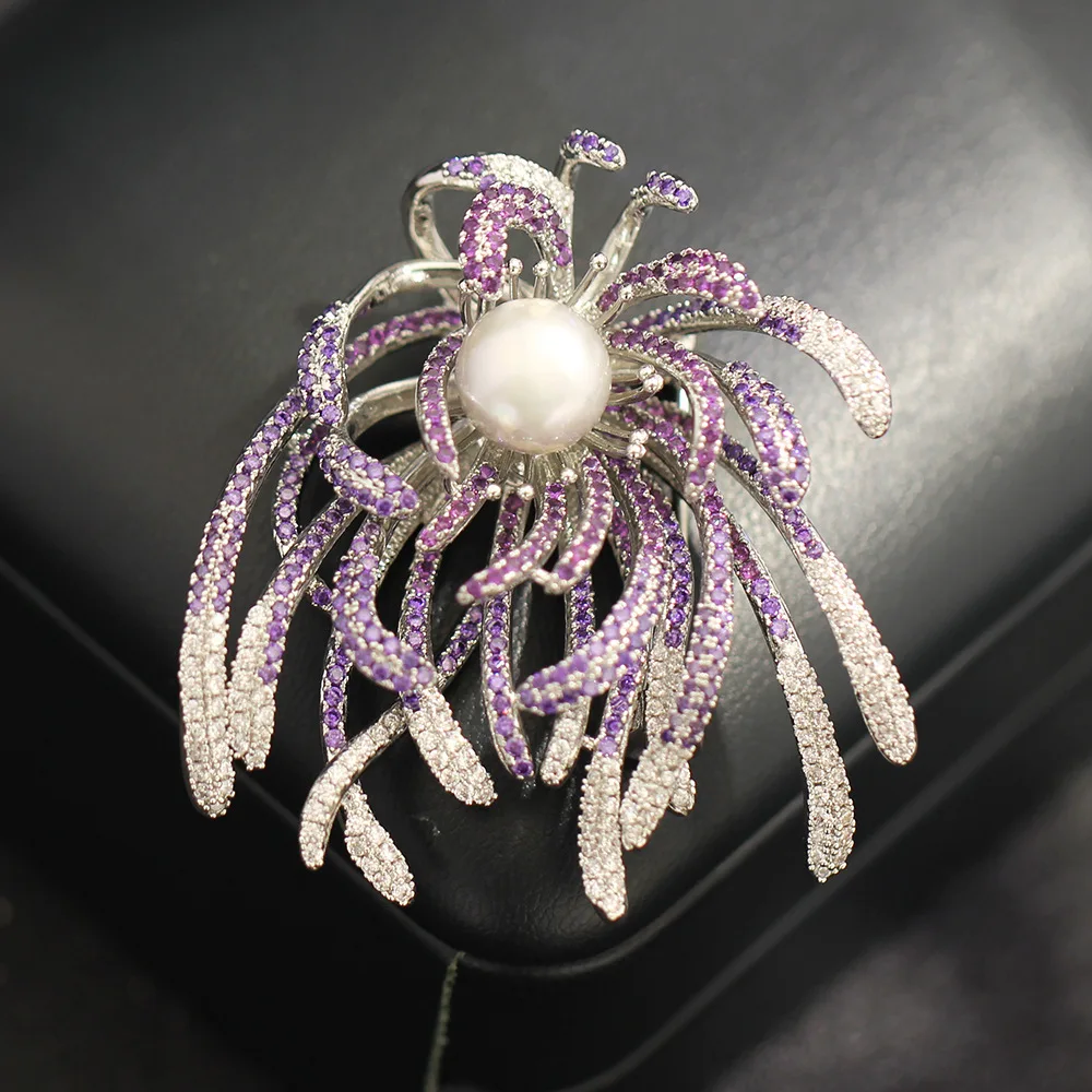 

Luxury 3D plants Brooch for Women, Elegant Gradient Zircon Aquatic Grass Corsage, Vintage Wedding Prom Party Blazer Pin