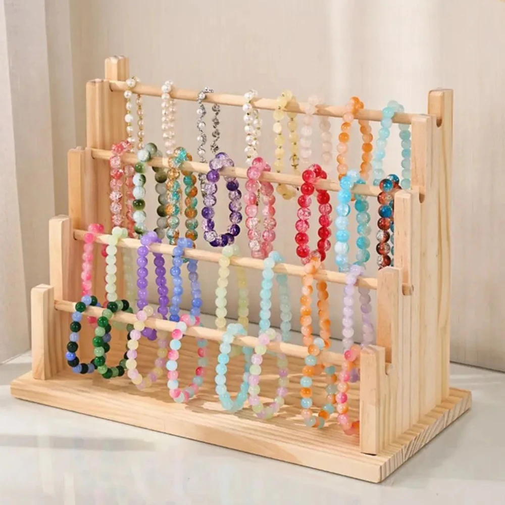 Multi-layer Solid Wood Bracelet Display Stand Organization Jewelry Bangle Removable Display Storage Showcase Decorative