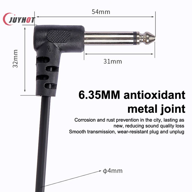 Superior 6-Piece Guitar Pedal Cables, 6.35mm Angled Plug, Noiseless Shielded, Perfect for Musical Instruments