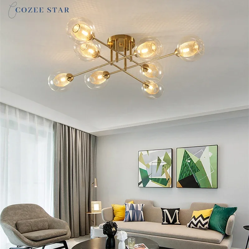 

Luxury LED Ceiling Lights Modern Gold Iron Glass Indoor Lighting Fixture Home Decoration Bedroom Living Room Dining Room Lamps